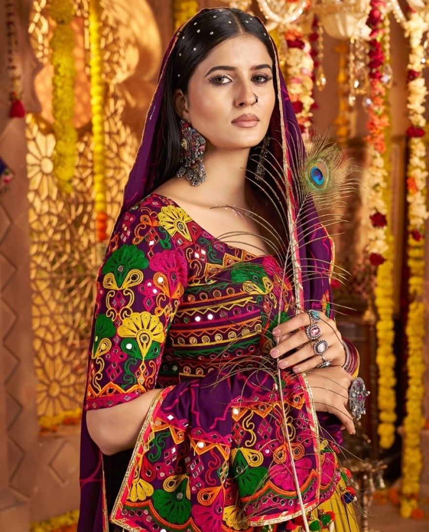 11023 - Chic Multi-Color Mirror Work Navratri Special Lehenga Choli